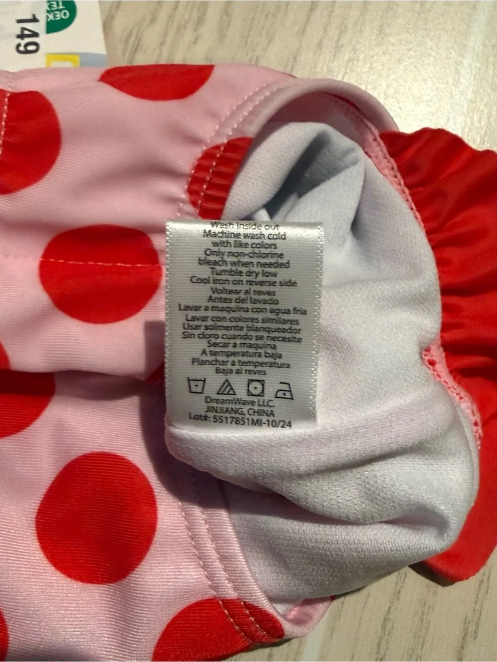 Disney Baby Minnie Mouse Swimsuit 9M Pink Red Polka Dot Ruffle One Piece NWT